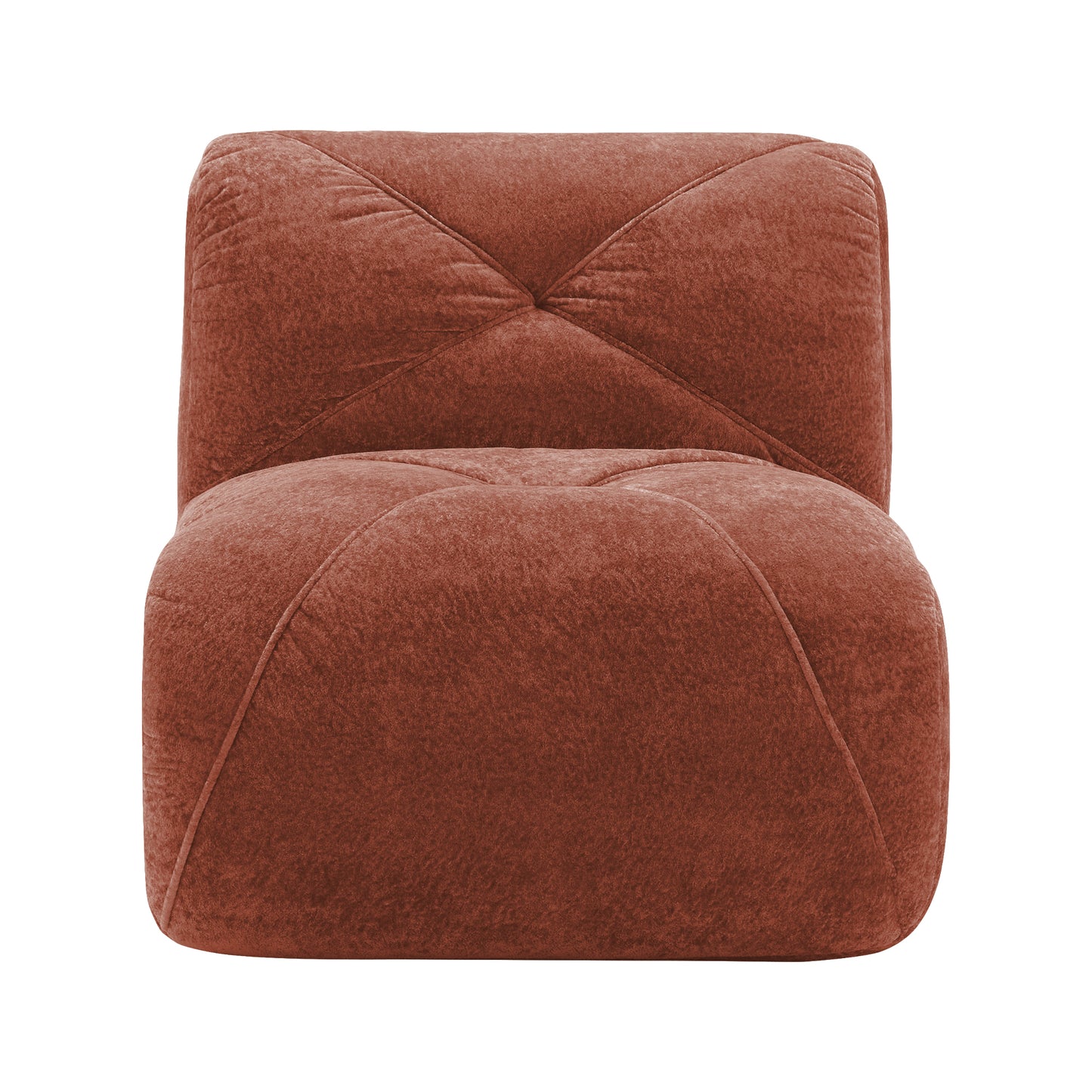 Armless Sofa Velvet- Red