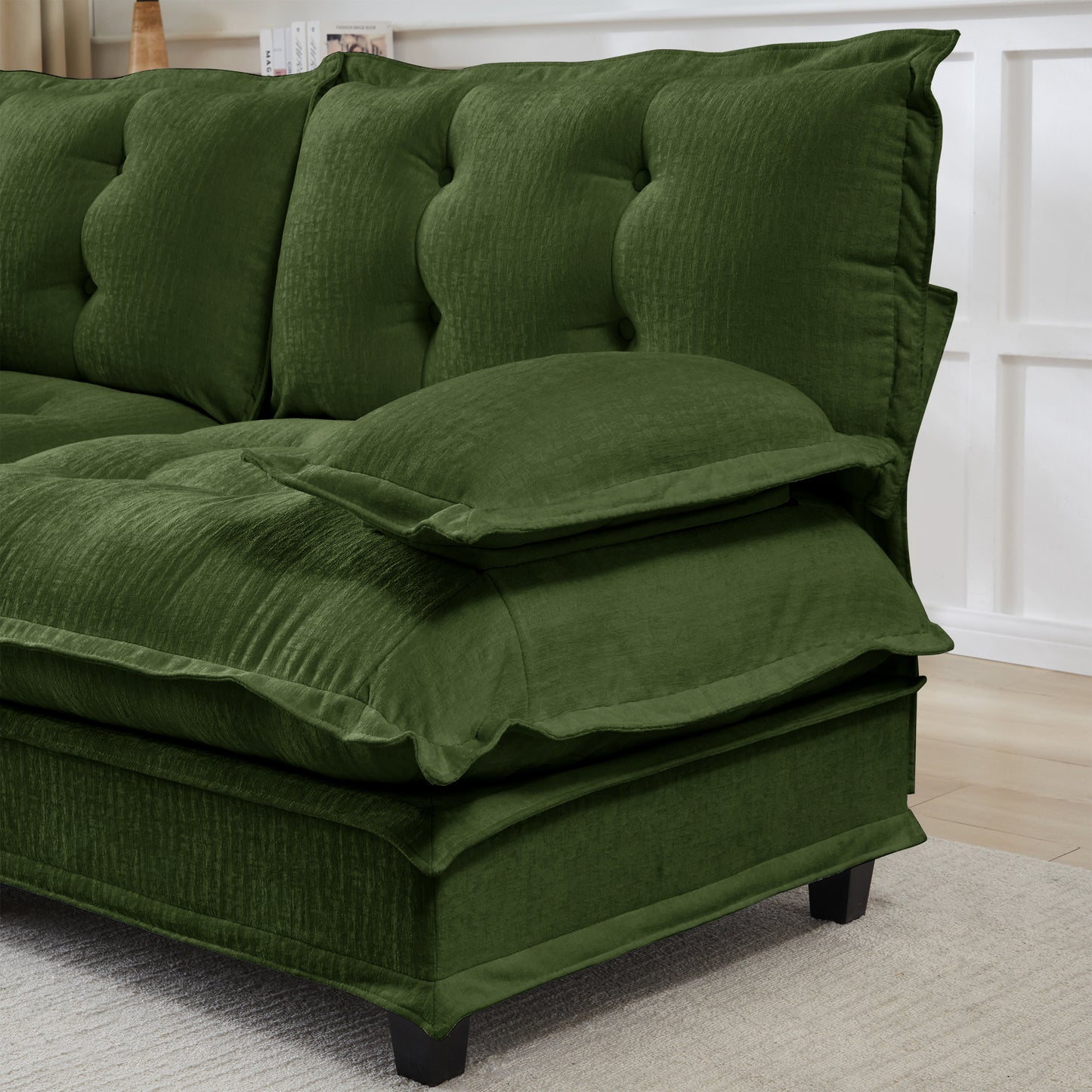 Green Chenille Modular Sofa - 1 Seat for Living Room