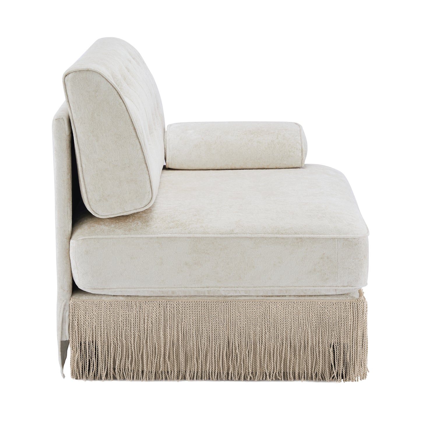 Beige Velvet Modular Sofa - 1 Seat for Living Room Apartments
