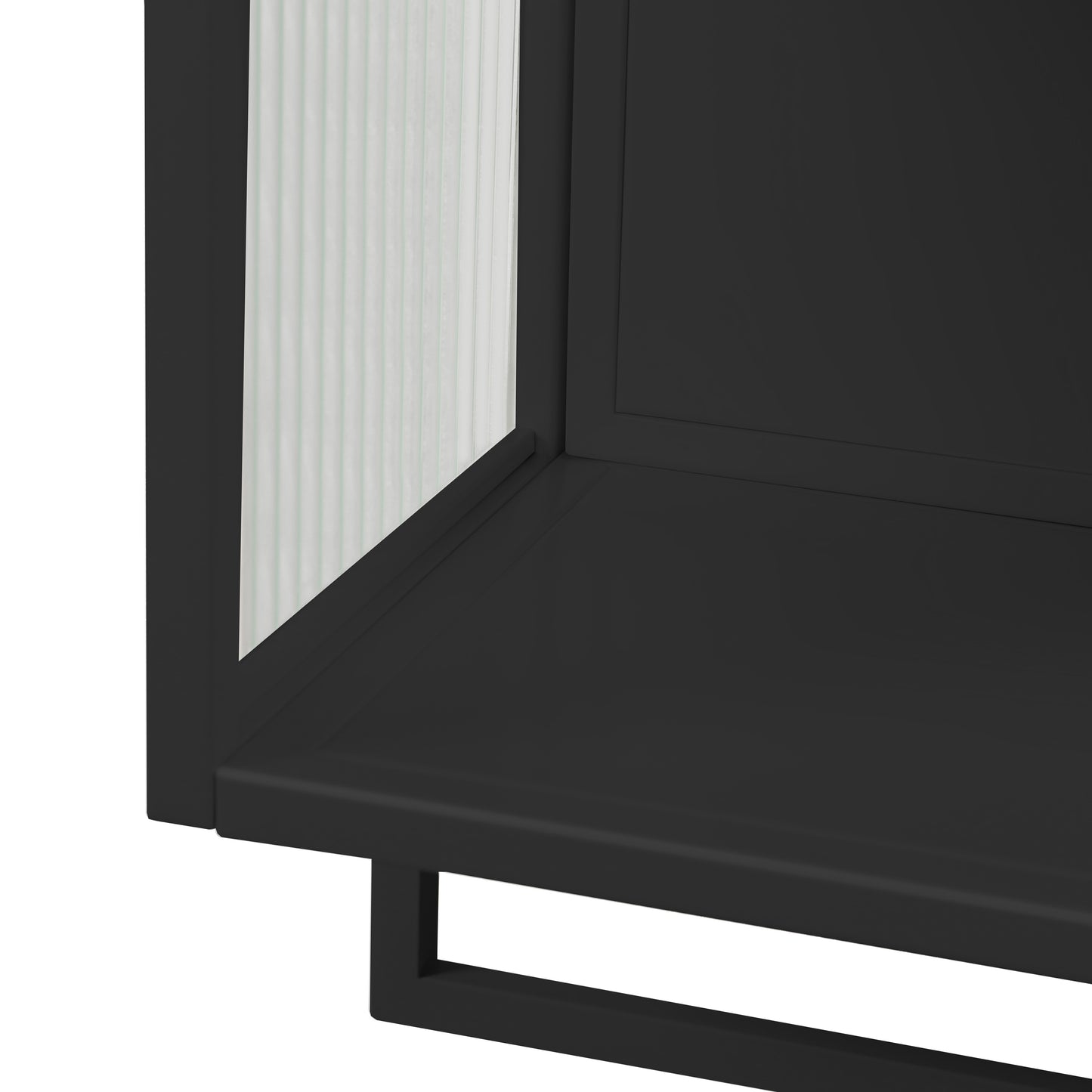 Black Glass & Metal Sideboard Cabinet - 23.6" Storage for Living Room