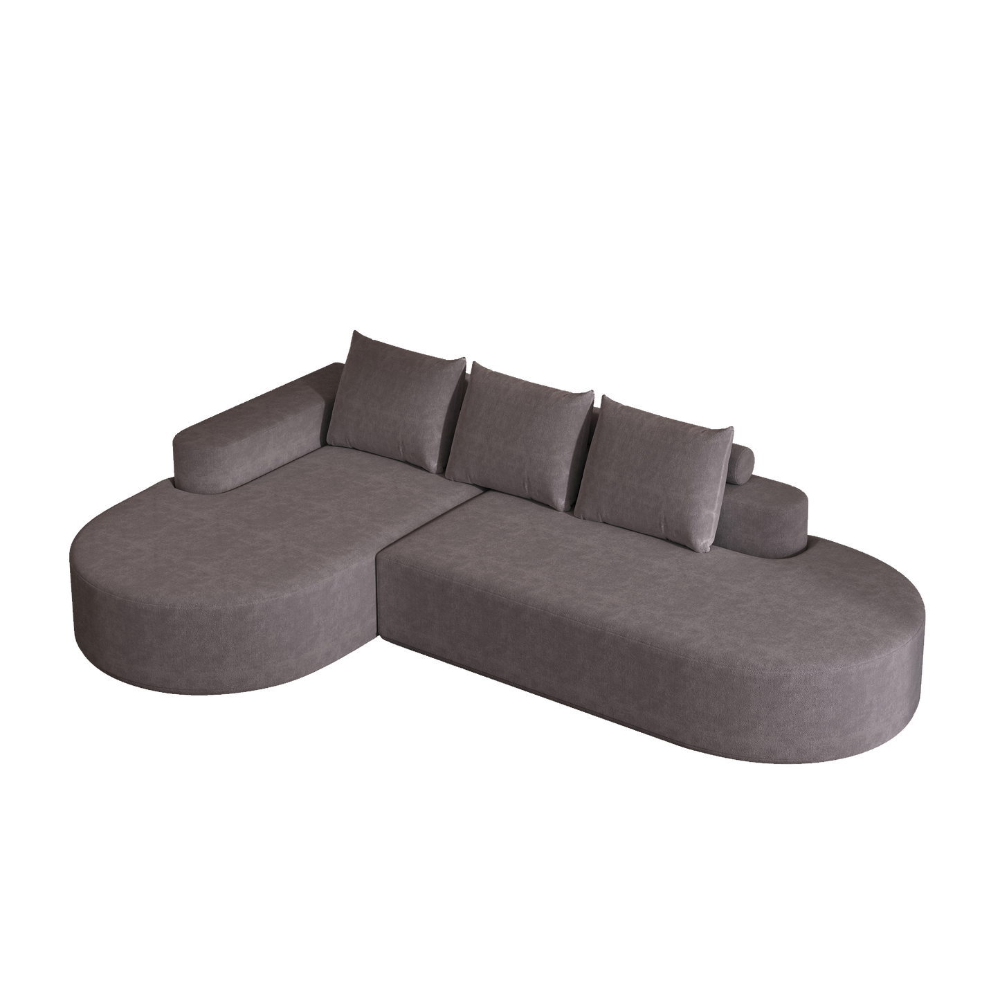 3 Seat Grey Chenille Sofa Couch - Modular Living Room Sofa