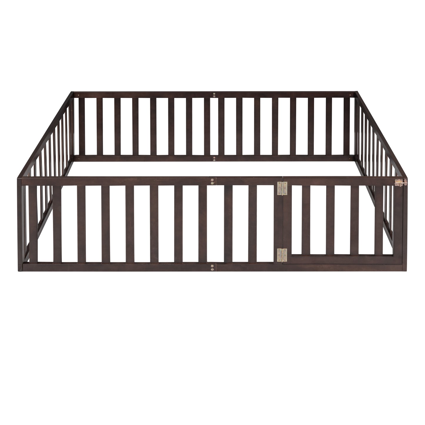 Walnut Solid Wood Full Size Floor Bed Frame for Bedroom