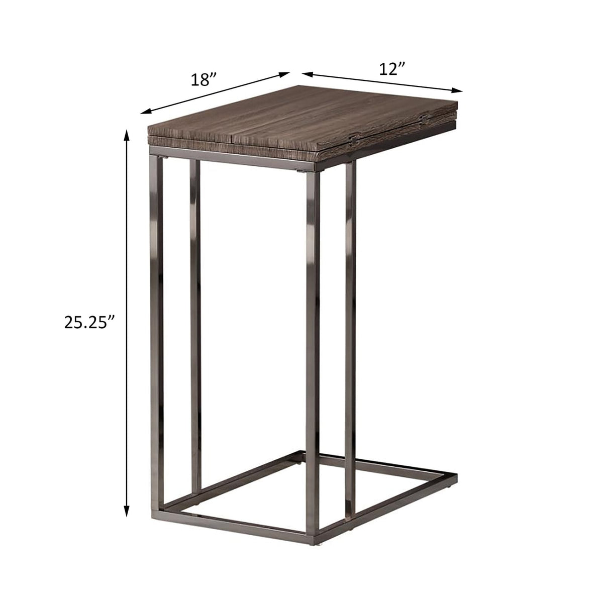Grey & Brown Folding Snack Table - Industrial Style for Living Room
