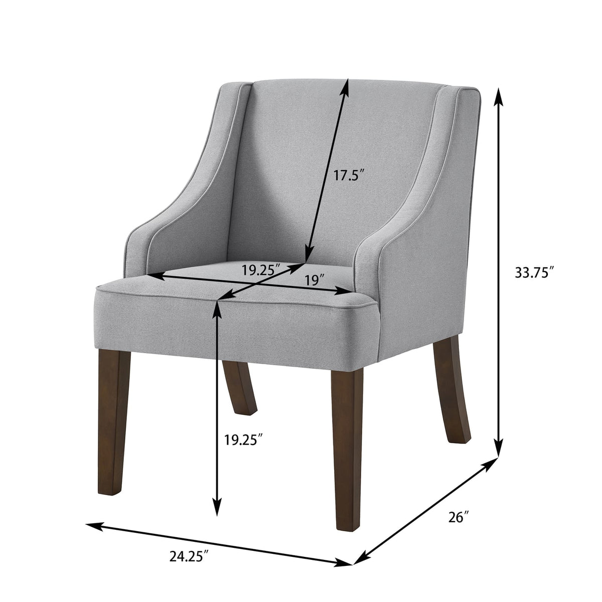 Gray Linen Accent Chair - Mid Century Modern Reading Chair