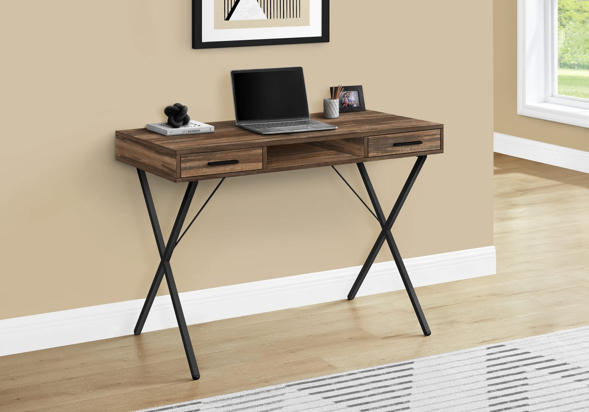 Brown Reclaimed Wood Look Computer Desk with Storage for Home Office