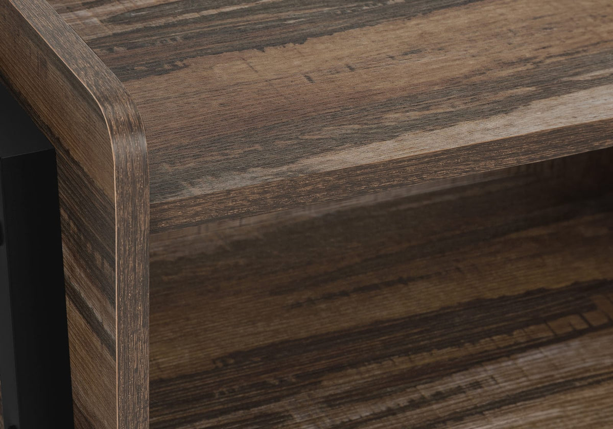 Brown Metal Accent Table with Storage - 2 Tier Side Table for Living Room