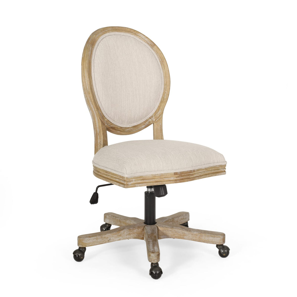Beige Fabric Swivel Lift Office Chair - French Country Style