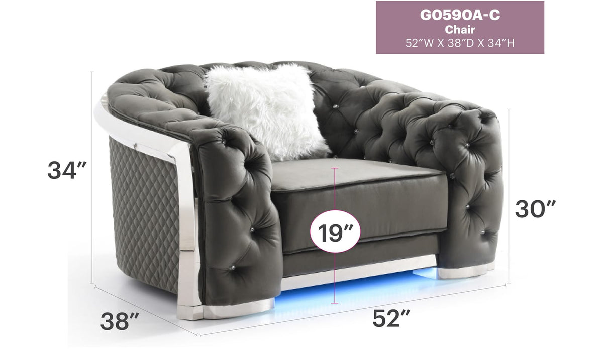 Sophisticated Gray Accent Chair - Velvet Comfort