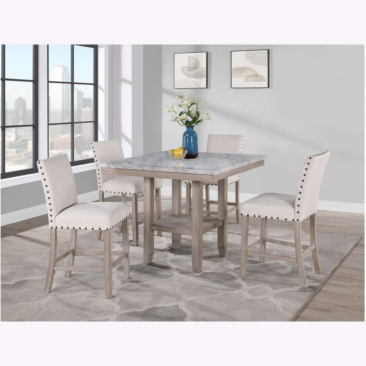 Gray Bar Stools Set of 2 - Dining Room Seating