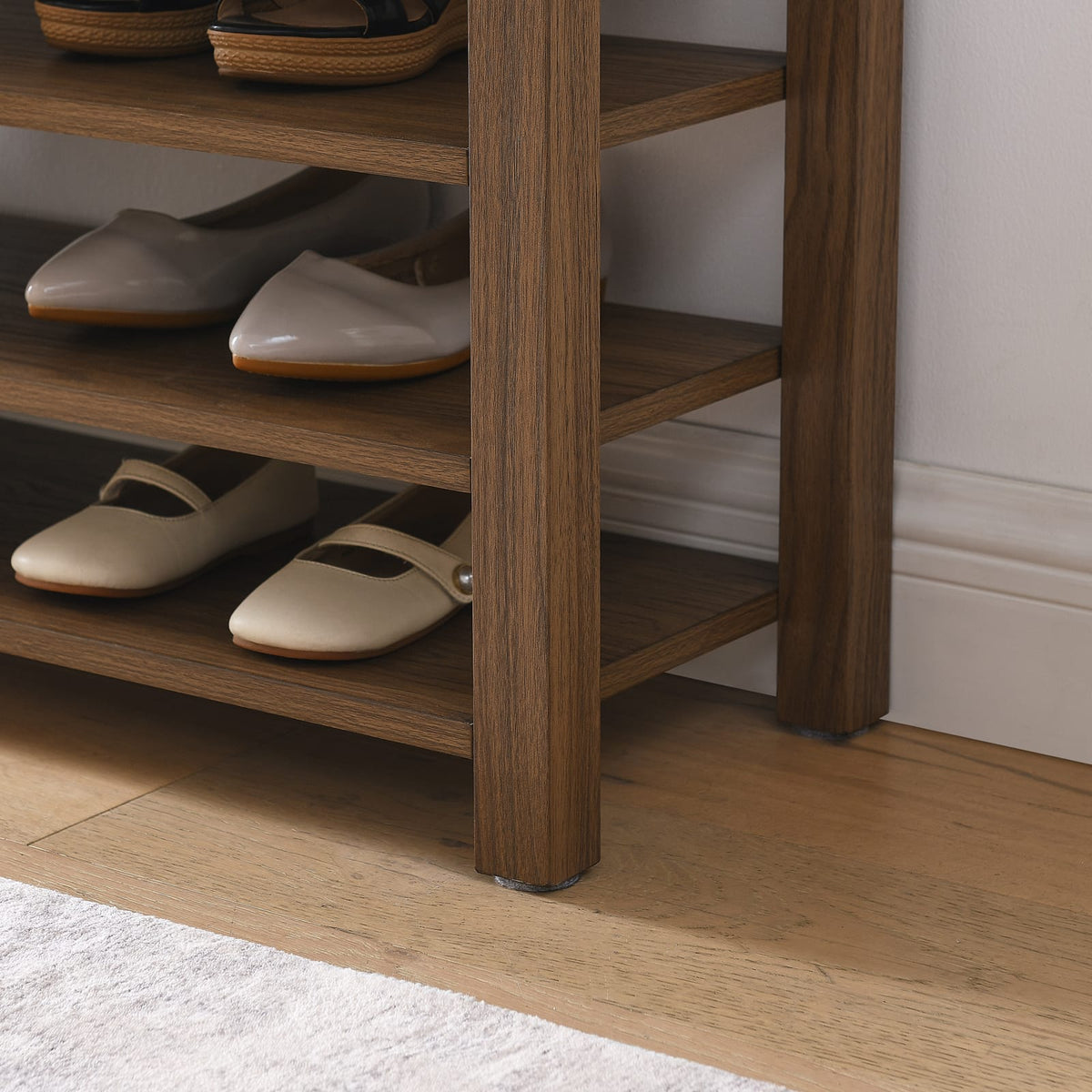 Brown Rubberwood Shoe Bench - Storage Benches