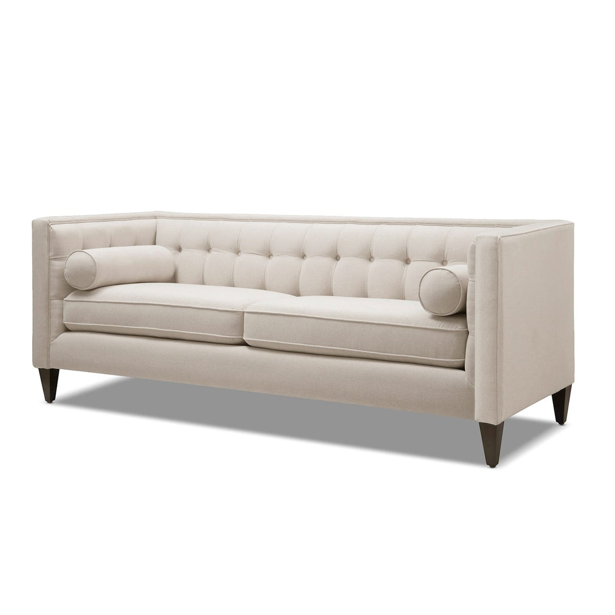 84" Beige Polyester Tuxedo Sofa with Foam Cushion for Living Room