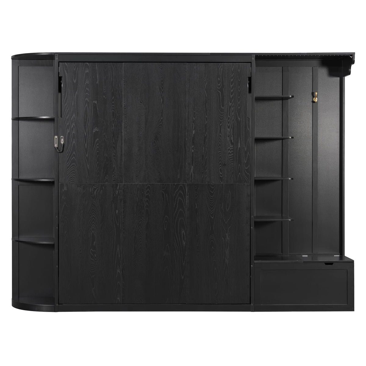 Queen Murphy Bed with Storage - Black MDF+LVL for Bedroom