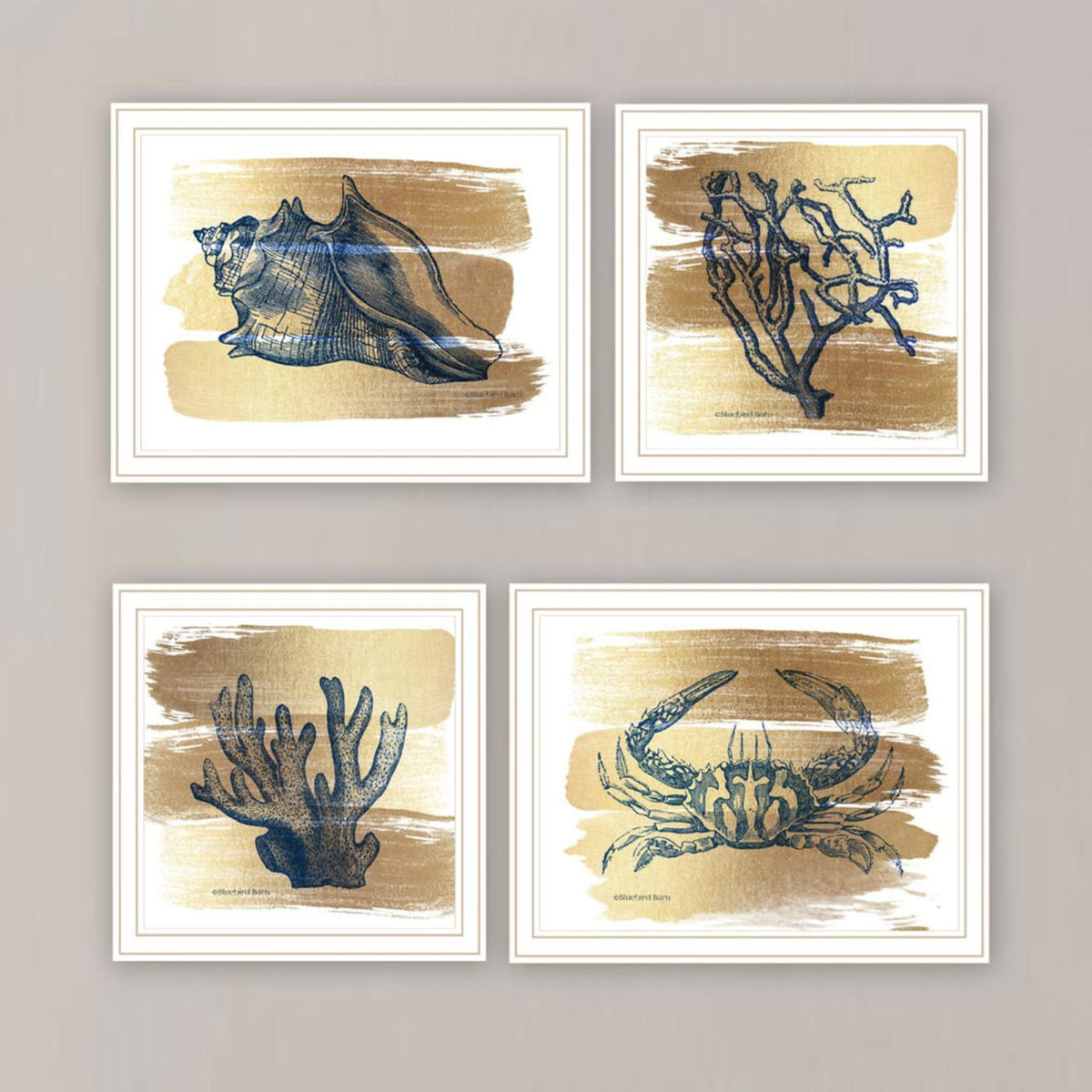 Multi-Colored Wood Paper Wall Art - 4 Piece Living Room Decor
