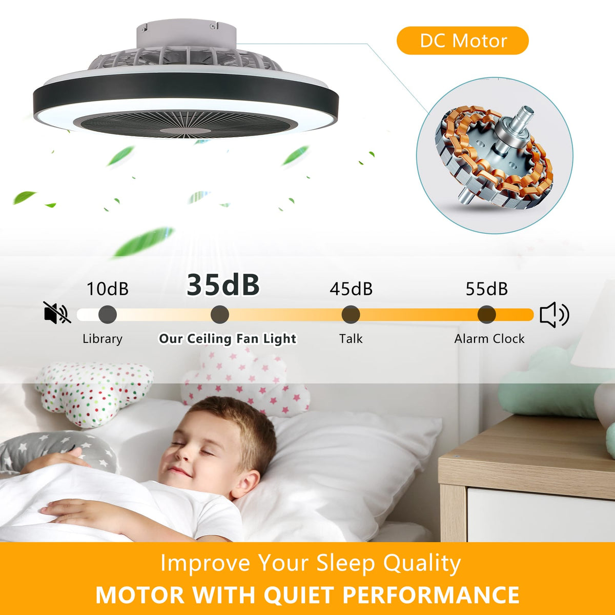 19-Inch Black Ceiling Fan Light - LED, RGB, Dimmable & Color Changing