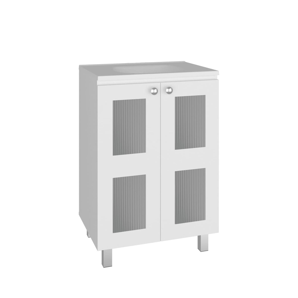 White Bathroom Vanity Cabinet - 35 Inch Compact Storage
