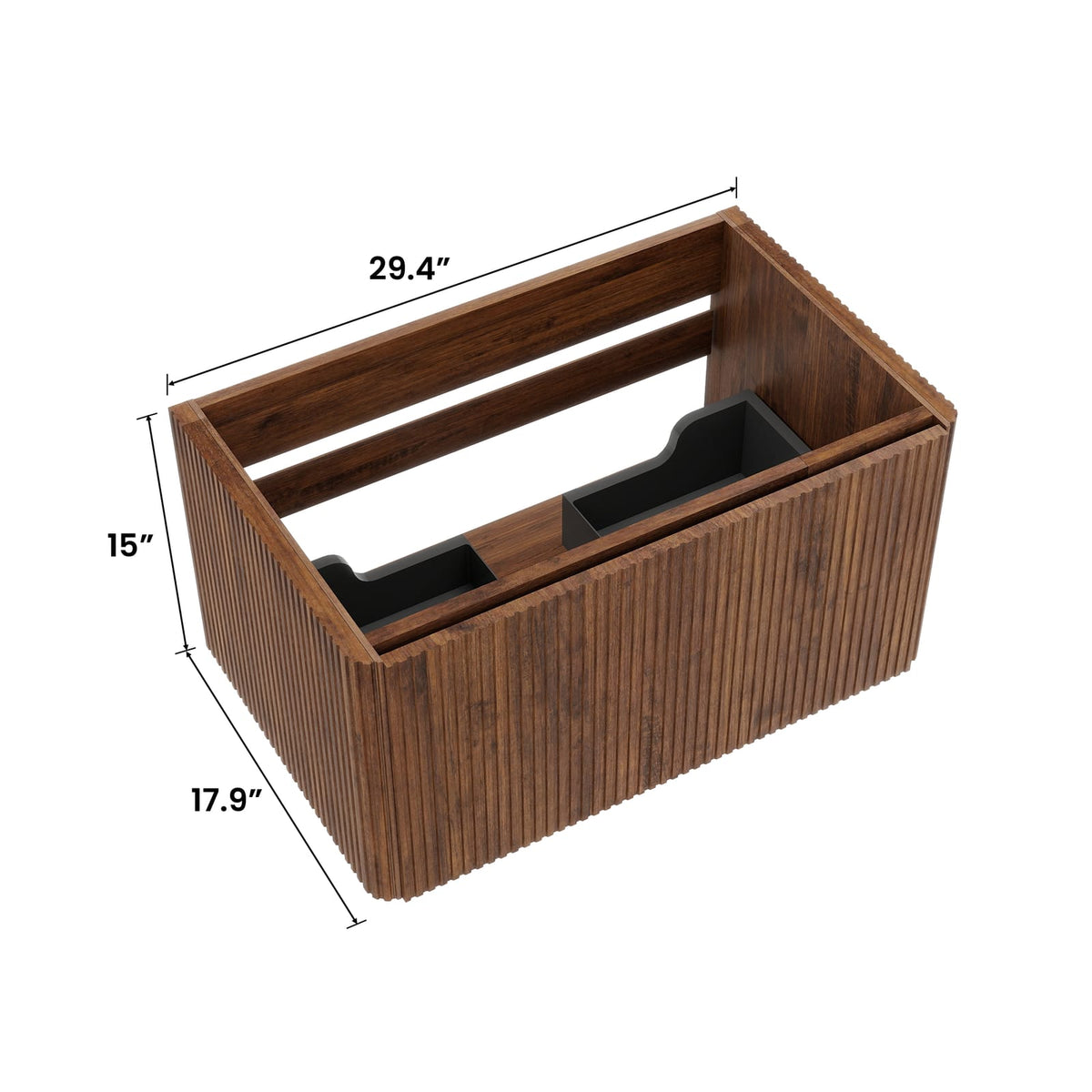 30" Walnut Striped Bathroom Vanity - Wall Mounted Storage