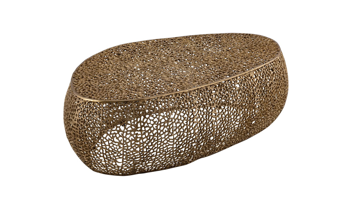 Gold Oval Coffee Table - Modern Aluminium Desk