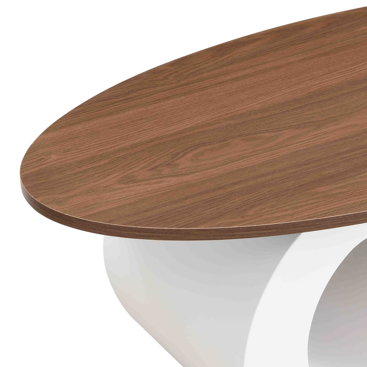 White Nesting Coffee Table Set of 2, Oval & Round Tables for Living Room