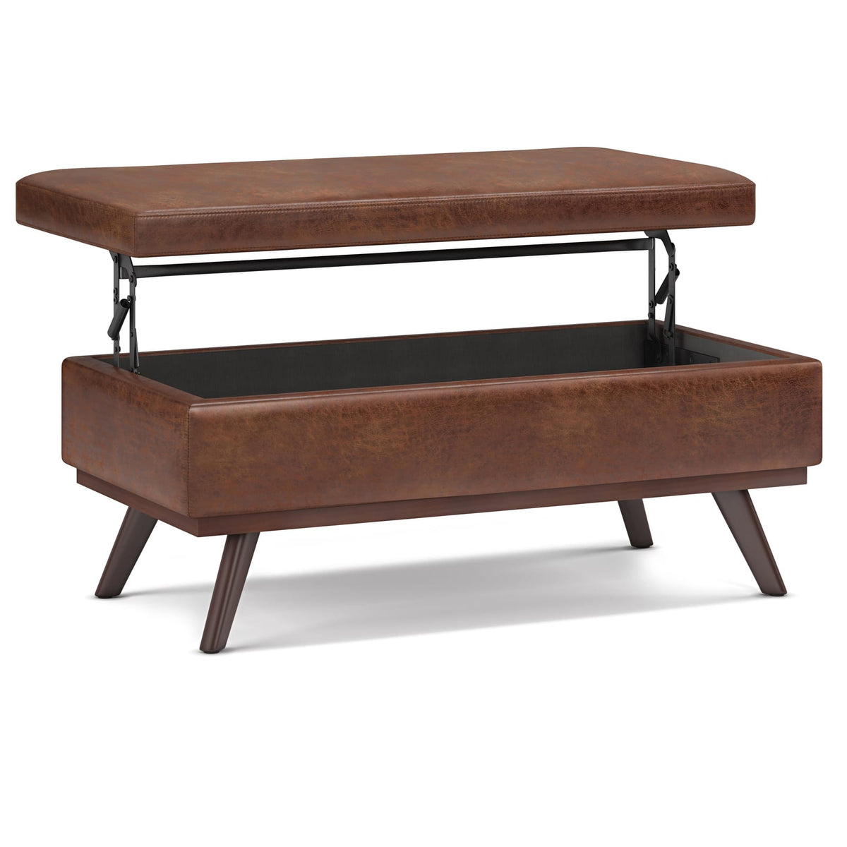 42 Inch Dark Brown Lift Top Ottoman with Storage