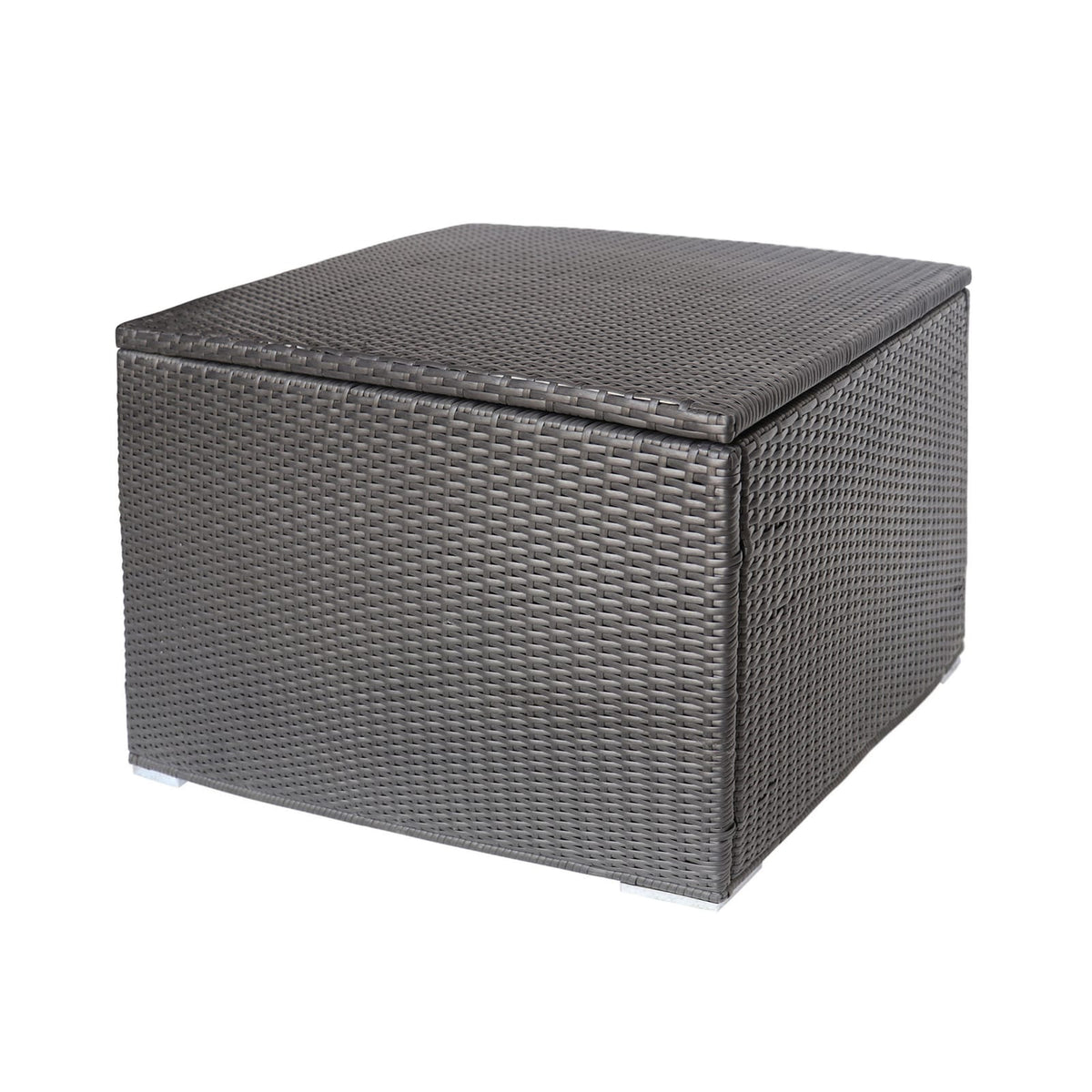 Grey Rattan Outdoor Storage Bench with Iron Frame for Patio Use for Living Room