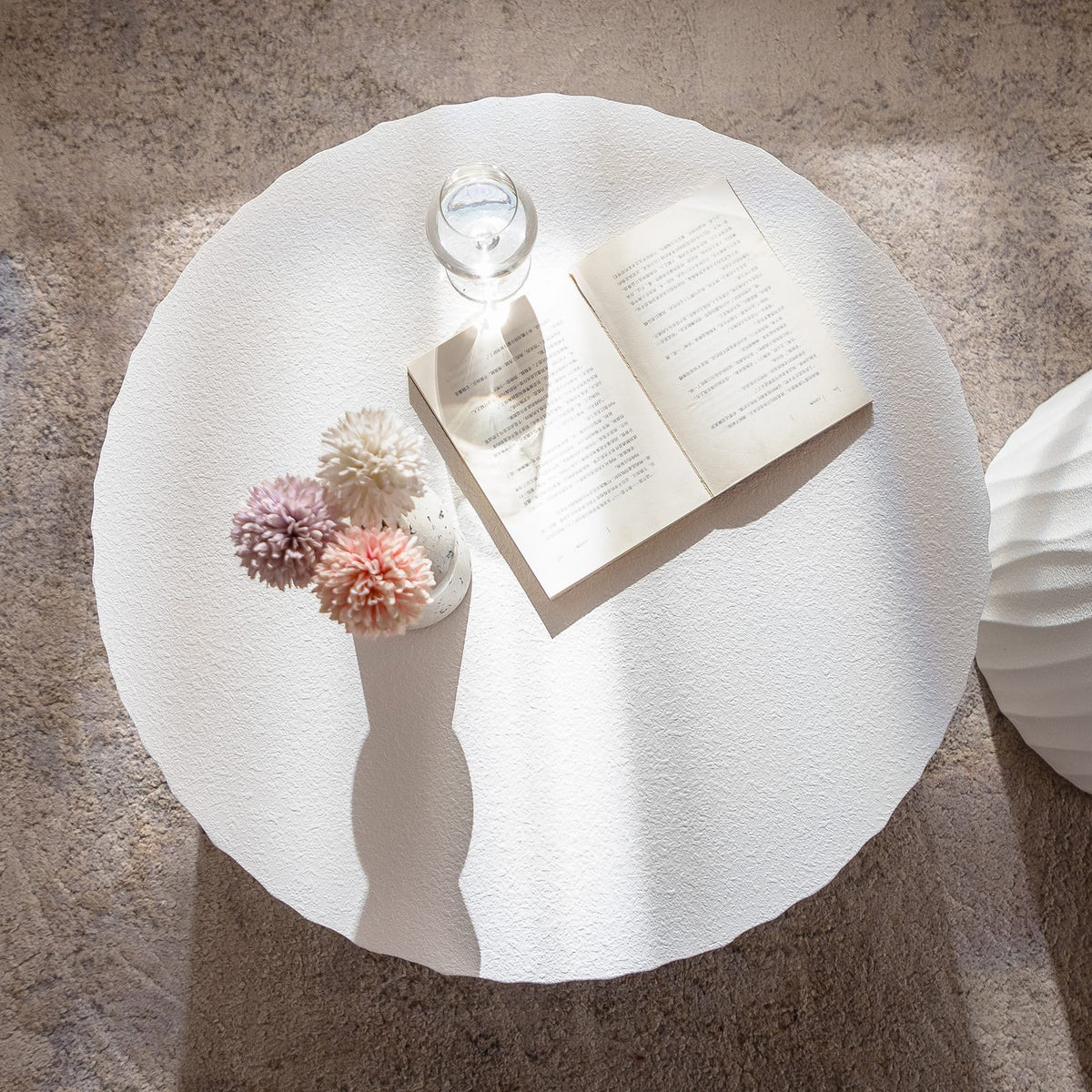 Creamy White Round Coffee Table - Modern Accent Table