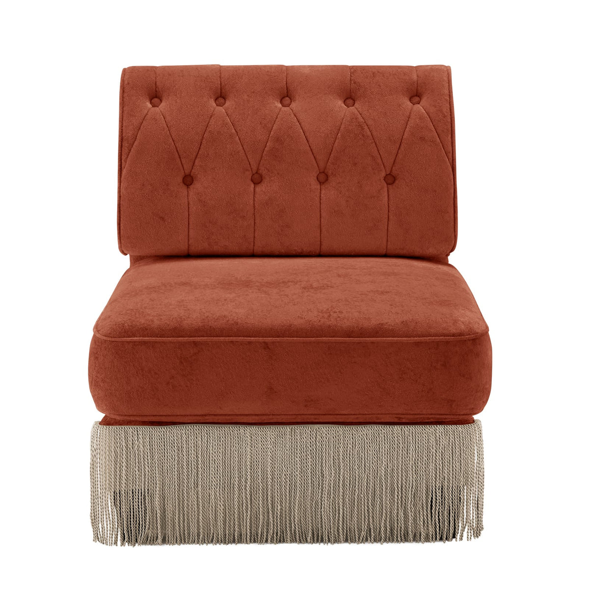 Red Brown Velvet Modular Sectional Sofa - 1 Seat
