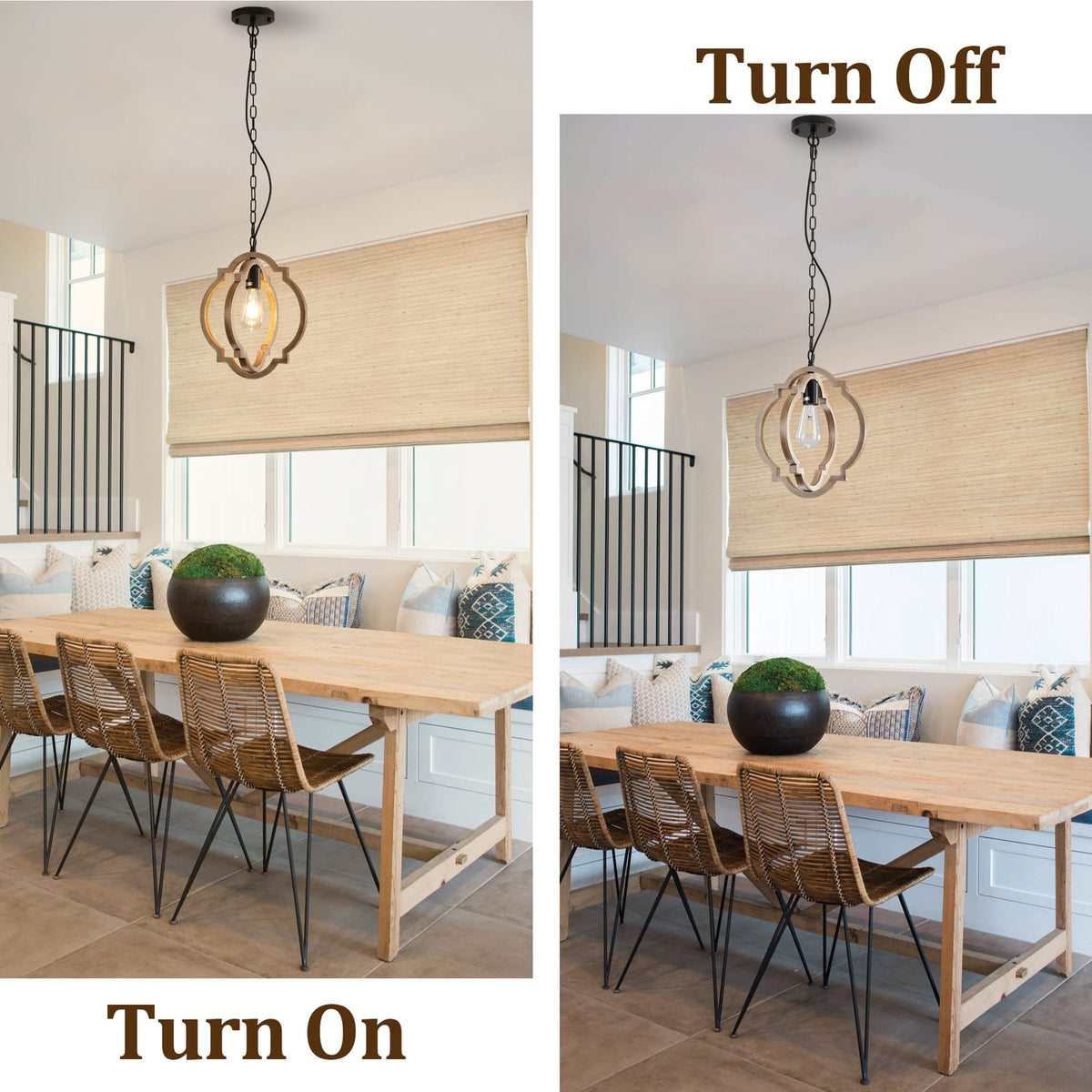 Black Brown Iron Wood Dining Room Chandelier
