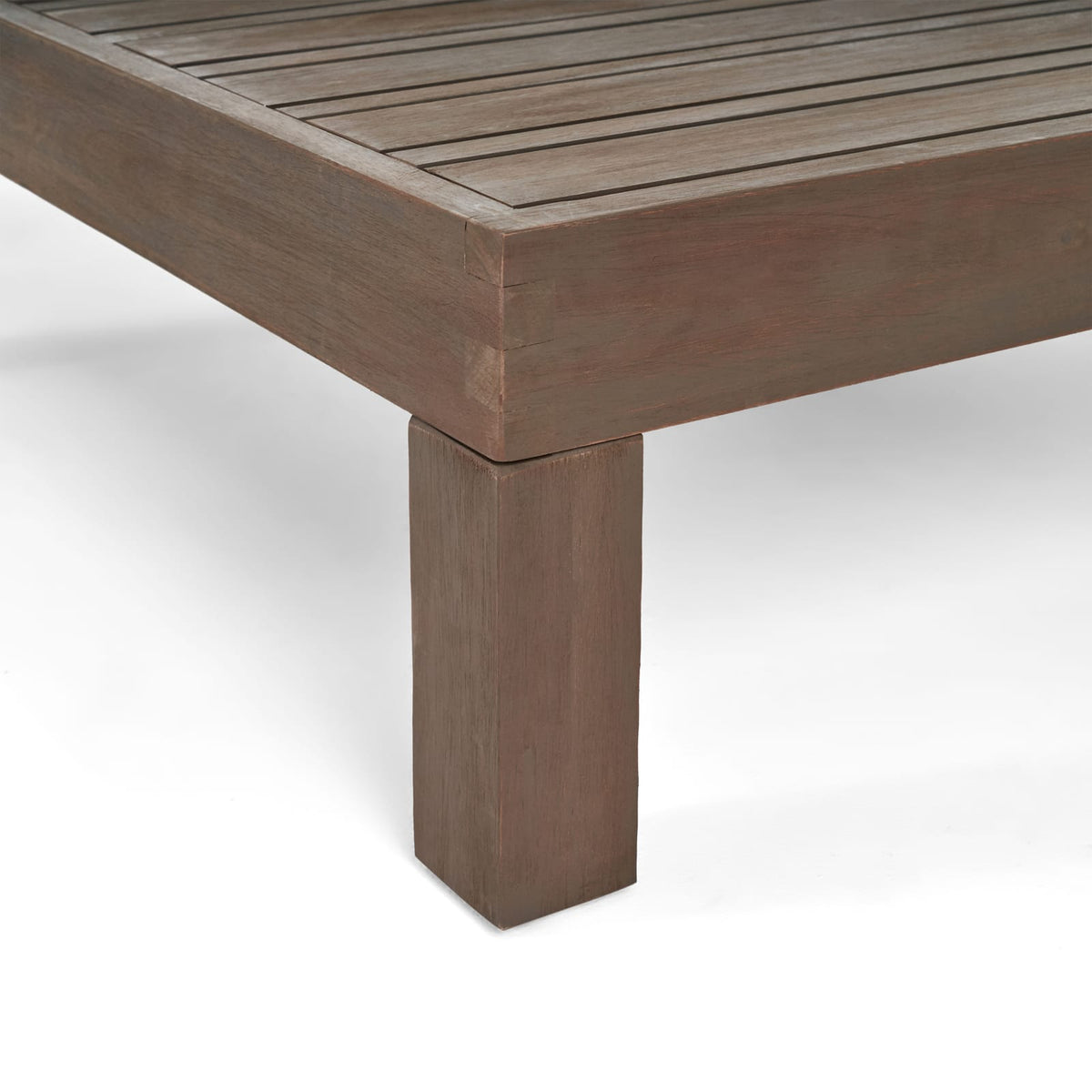 Grey Acacia Wood Patio Coffee Table - 29.5" Diameter