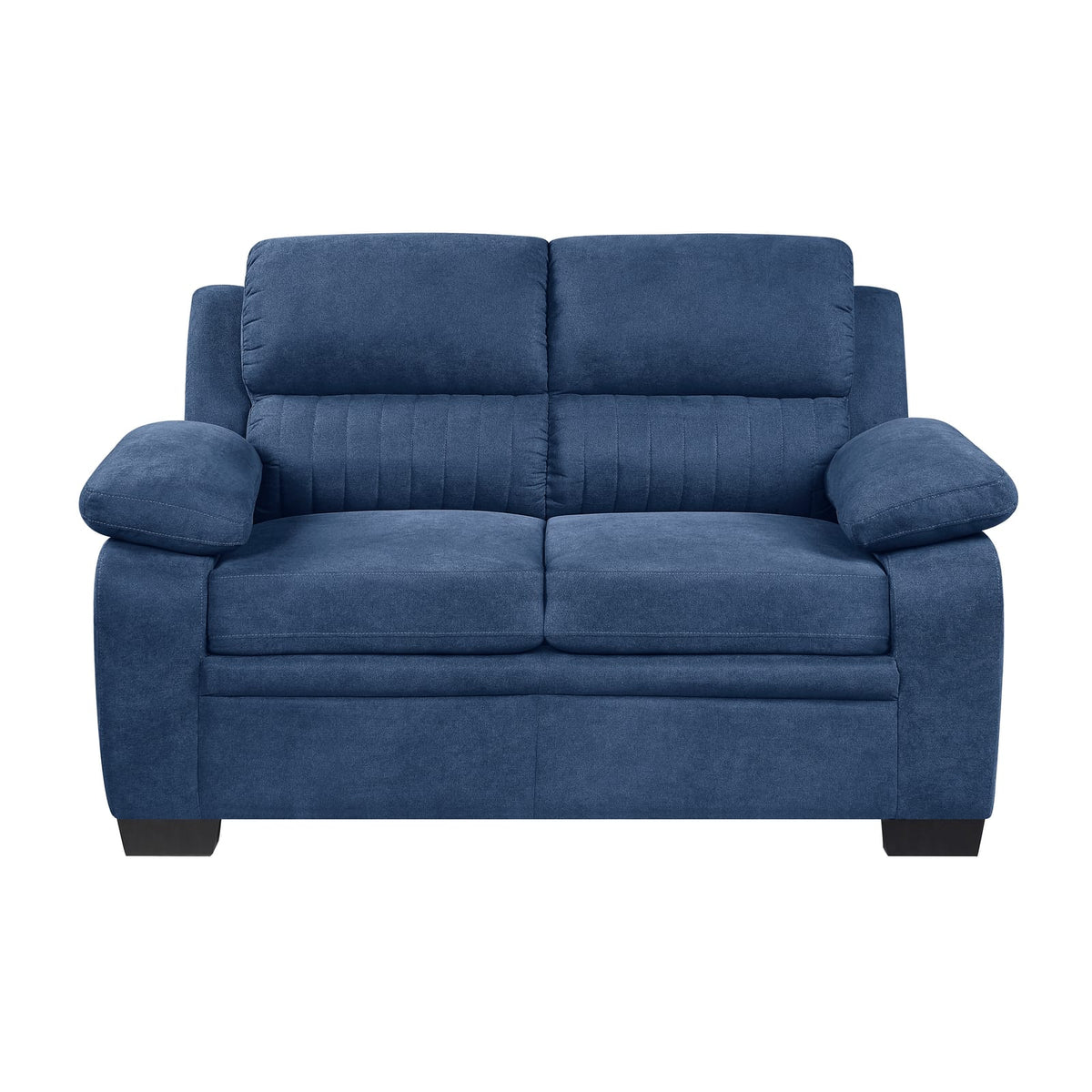 Blue Solid Wood 5 Seat Sofa with Pillow Top Arms for Living Room