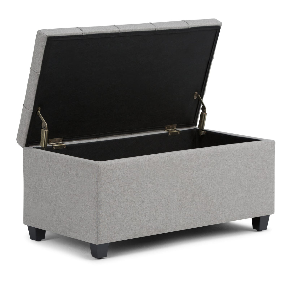Gray Storage Ottoman Bench - 33" Wide Linen Fabric for Living Room