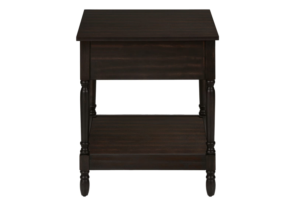 Walnut MDF Accent Table - 2 Tier Storage Nightstand for Living Room