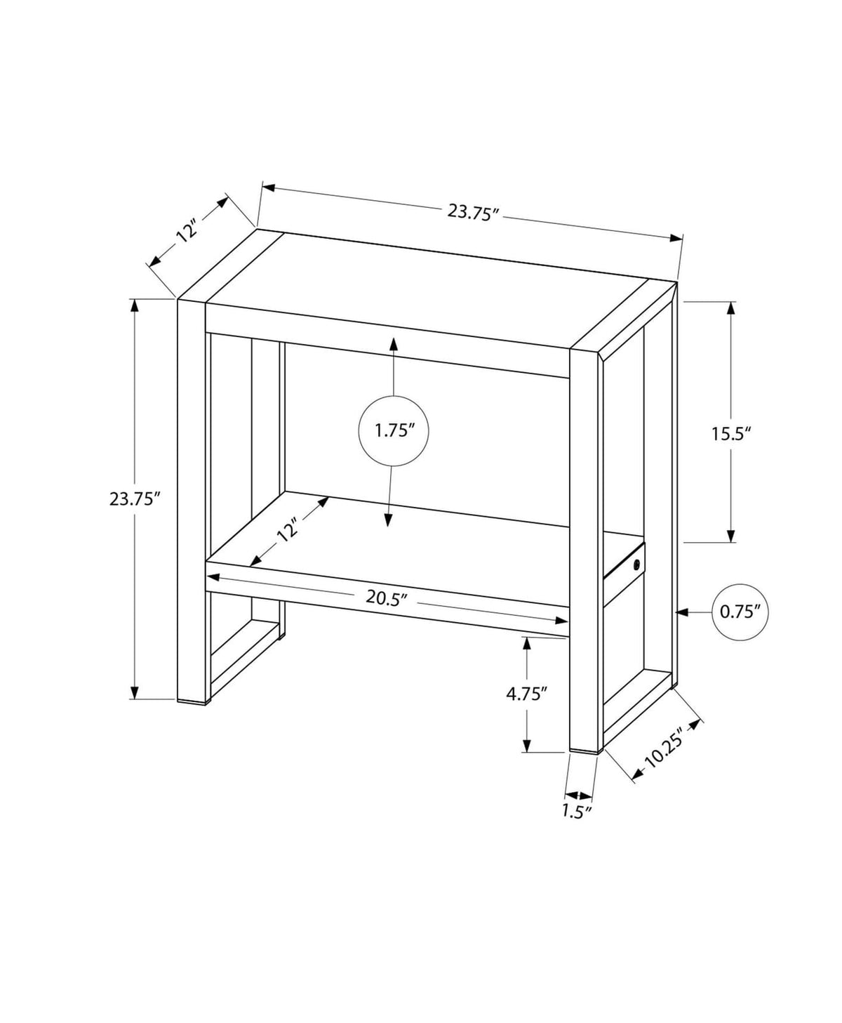 24" Natural Wood Accent Table - Side Table with Shelf