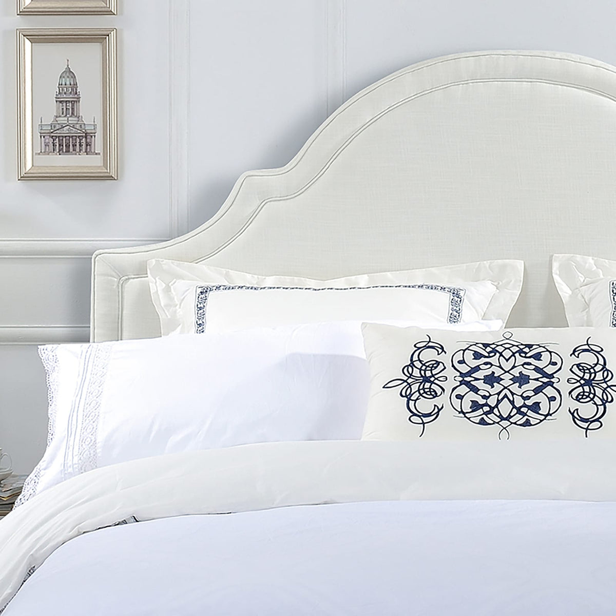 Catherine Headboard Antique White Fabric King