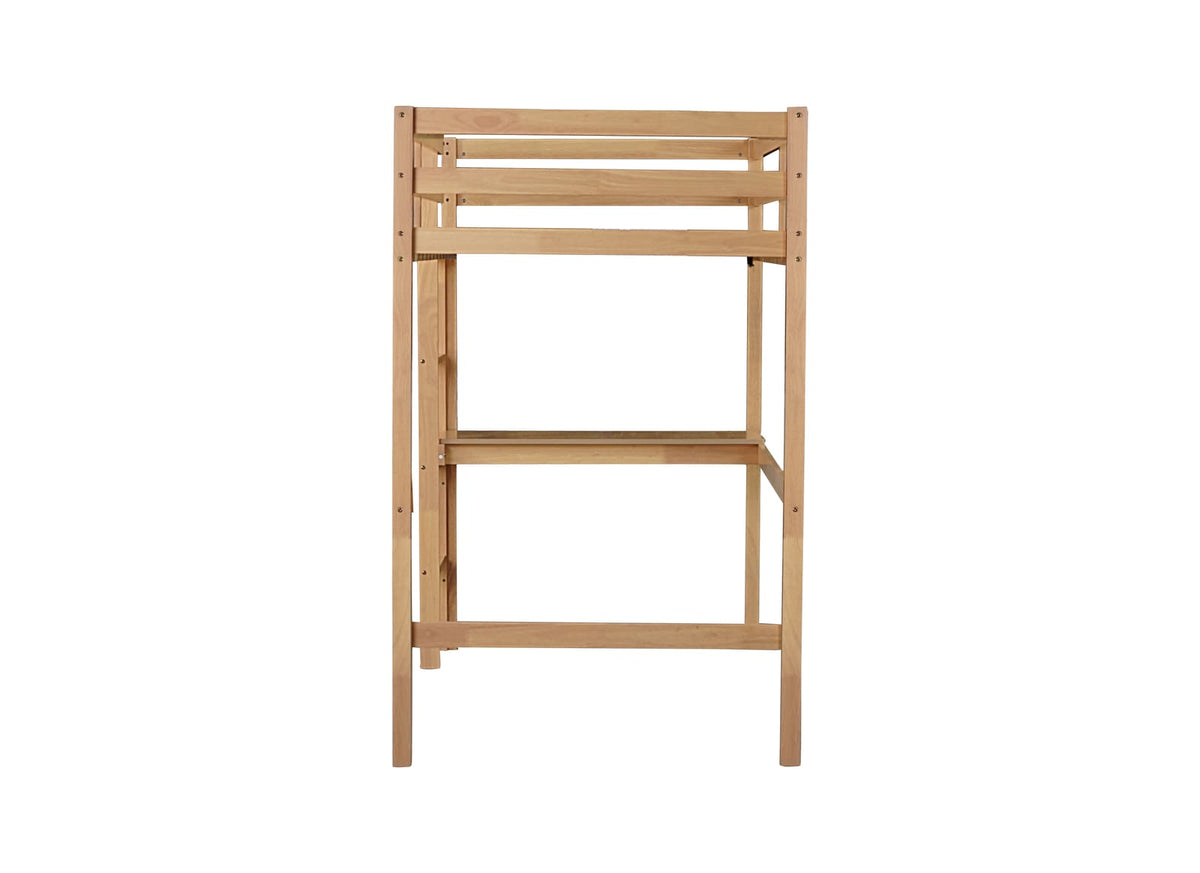 Twin High Loft Bed White Oak Rubber Wood Frame