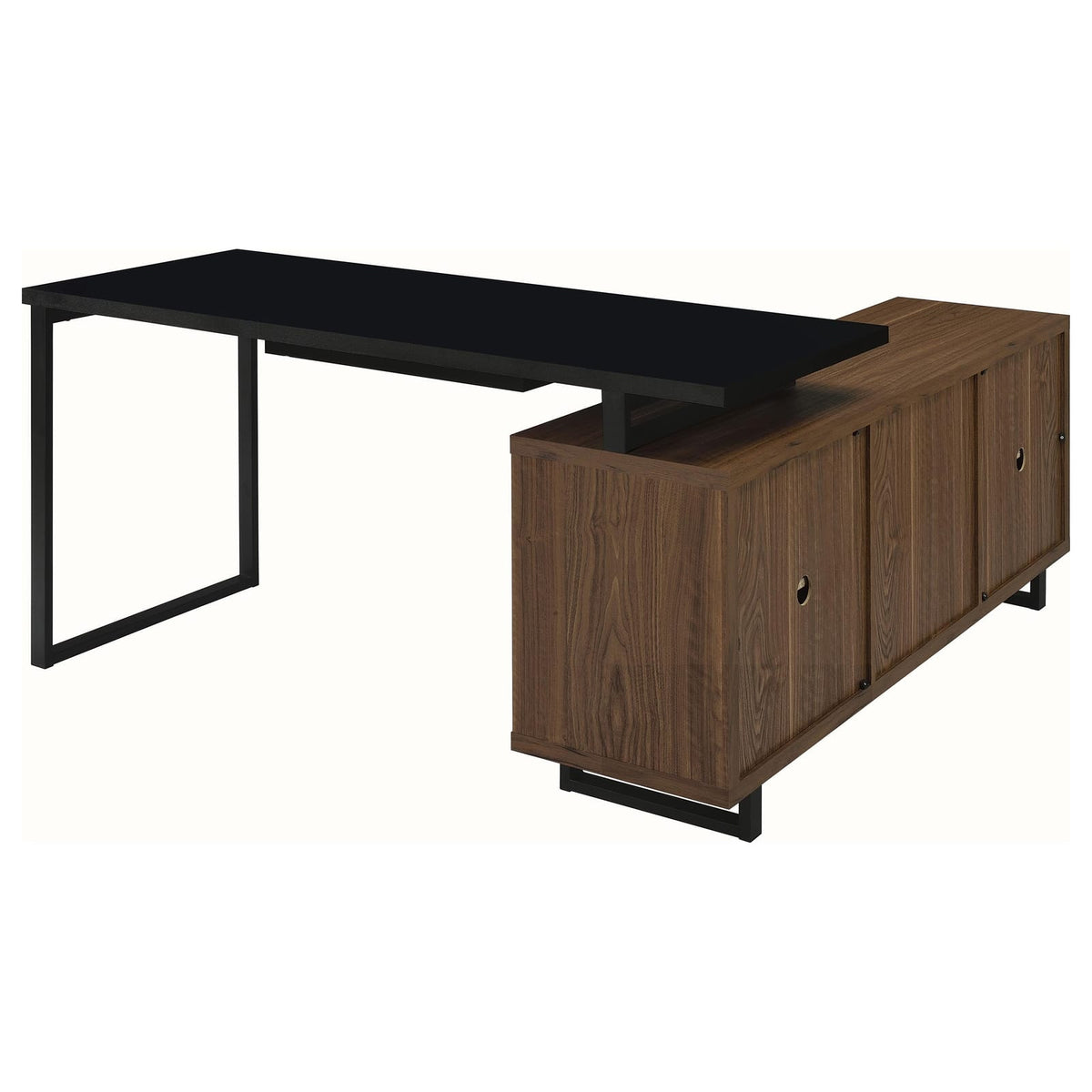 Rodger Black and Walnut L-Shape Office Computer Desk - 60" W