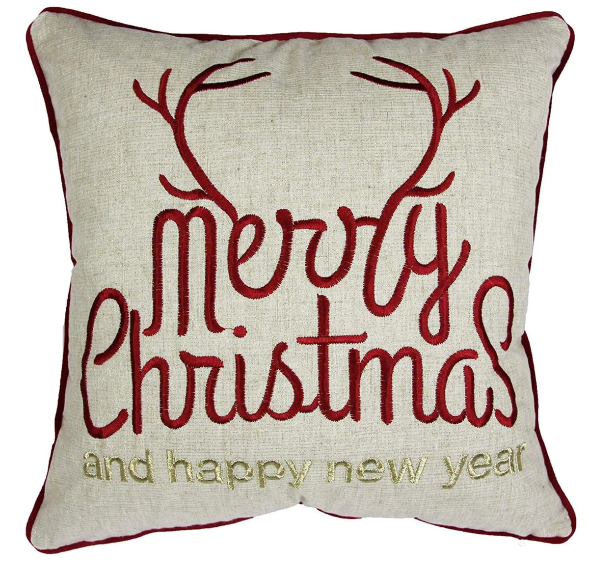 Gold Reindeer Christmas Throw Pillow 20x20 - Polyester Insert Set