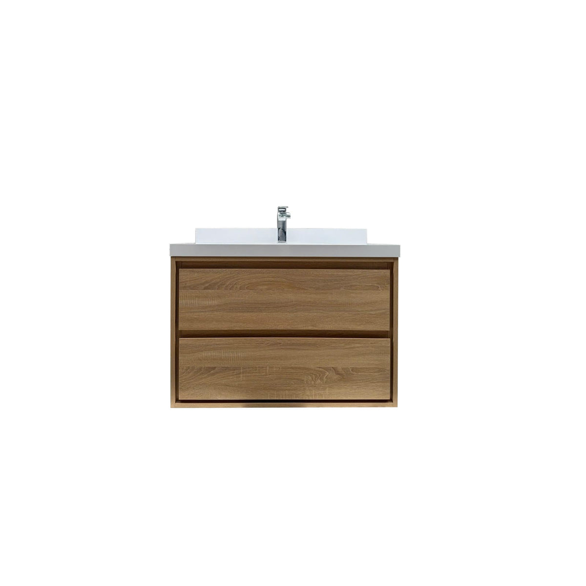 35.98"W Bathroom Vanity Cabinet - Natural Wood Sink & Countertop