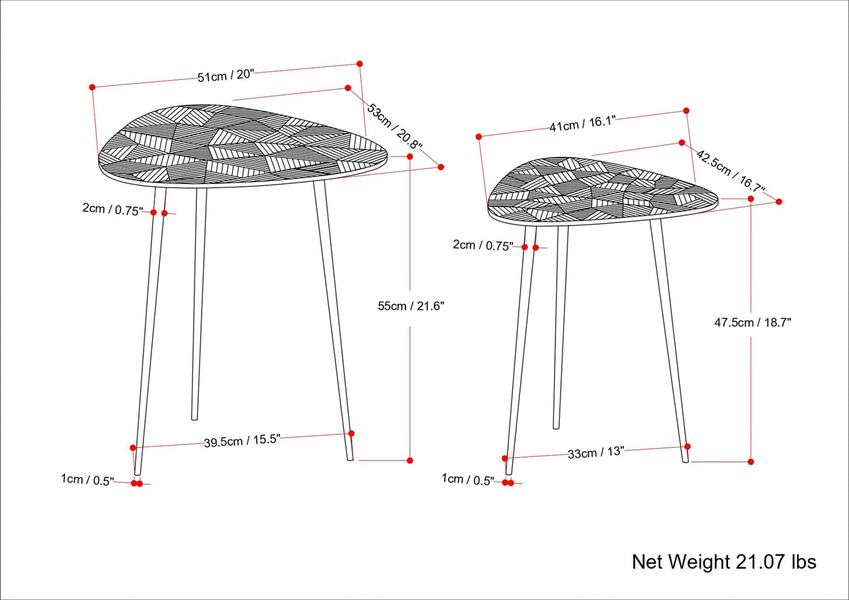 Gray Iron Nesting Tables - 2 Piece Set
