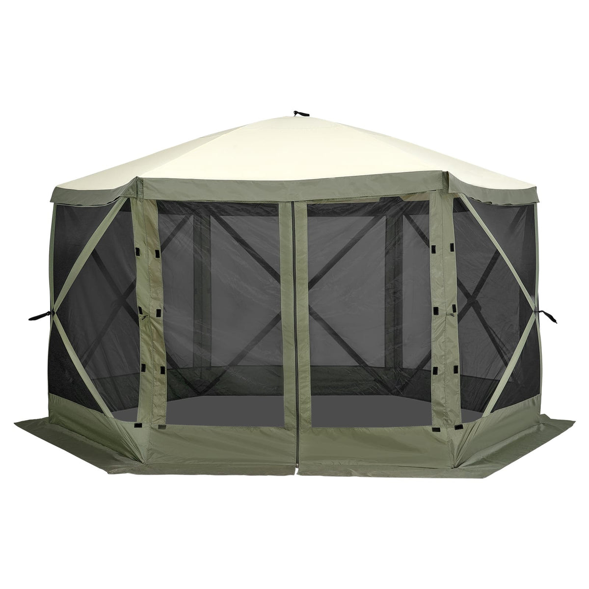 12x12FT Green Oxford Fabric Gazebo Screen Tent for Garden Shade