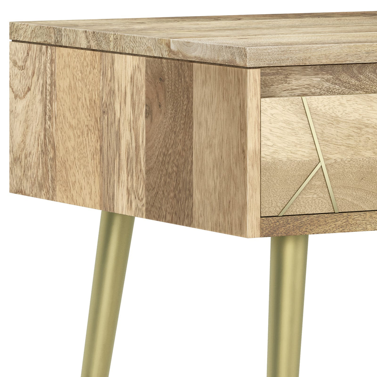 Light Brown Mango Wood Side Table - 22" for Living Room
