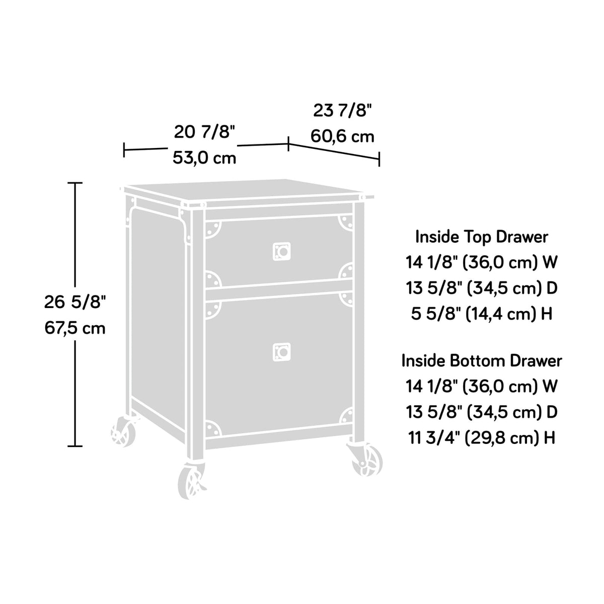 Industrial Brown Filing Cabinet with Drawers for Office Storage for Home Office