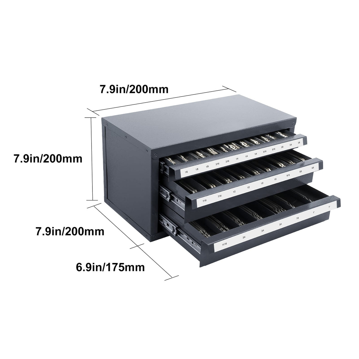 Gray Steel End Mill Cabinet - 3 Drawer Organizer