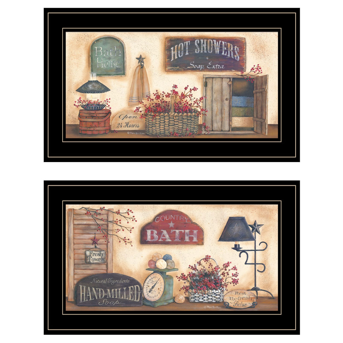 Black Frame Bath Vignette Wall Art - Pam Britton