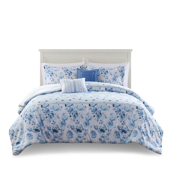 Full Polyester Floral Striped Comforter Set