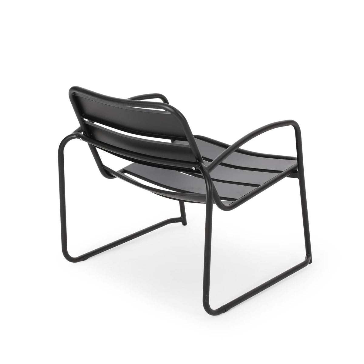 Matte Black Iron Patio Chair - 2 Person Set