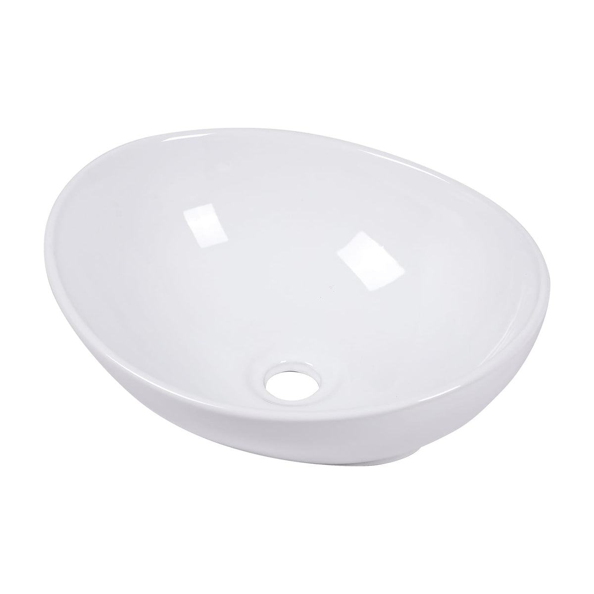 16x13 White Ceramic Oval Vessel Bathroom Sink - Stain Resistant