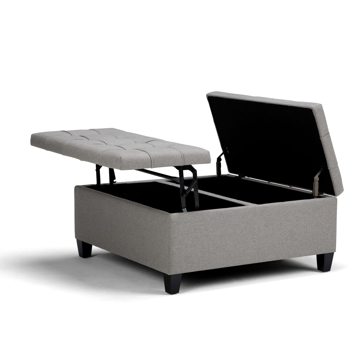 36 Inch Gray Fabric Storage Ottoman Table