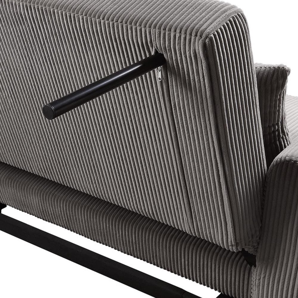 54"W Corduroy Convertible Sleeper Loveseat, Brown for Living Room