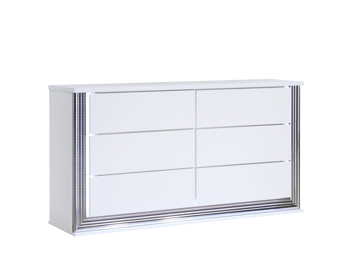 White Modern Bedroom Dresser 61" Wide