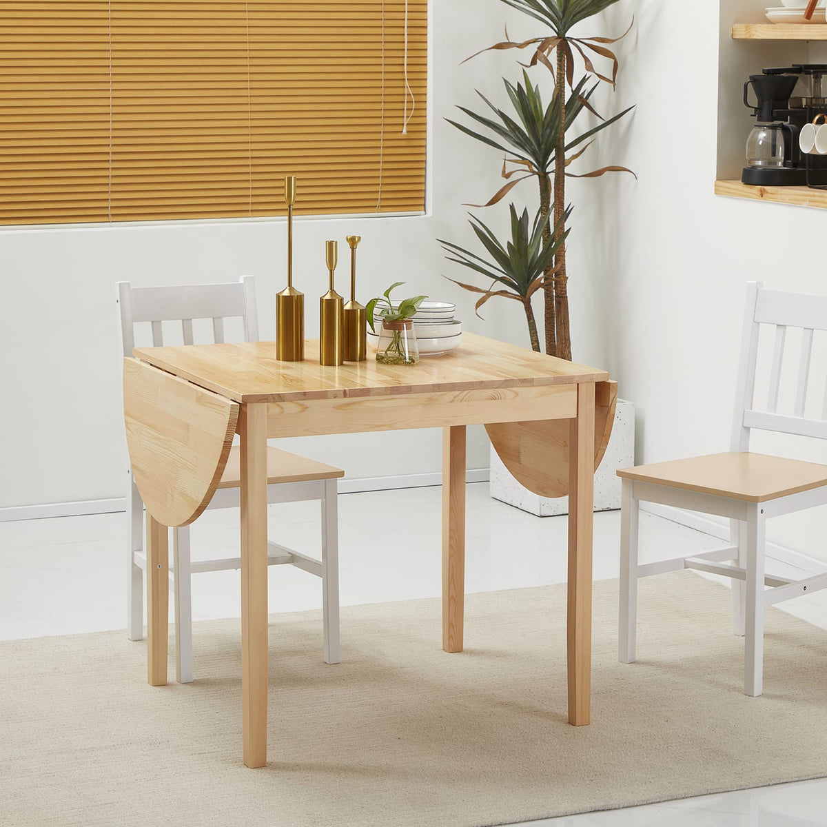 55" Natural Pine Drop Leaf Dining Table - Expandable Kitchen Table for Dining Room